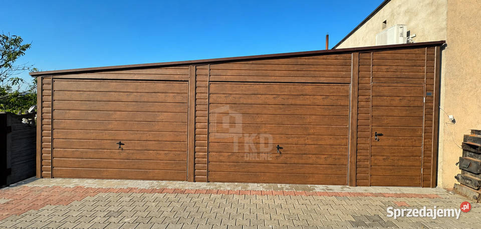 Garaz blaszany 85x6 m 2x brama uchylna drzwi Łódź