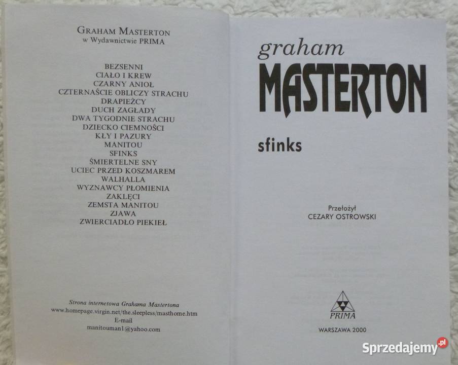 Sfinks Graham Masterton miękka Proza i poezja Warszawa
