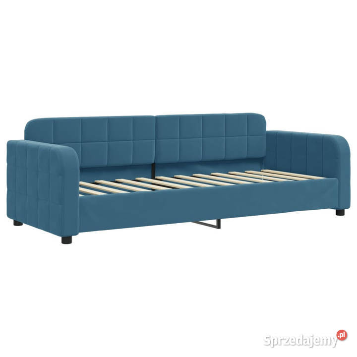Sofa rozsuwana z materacami niebieska aksamit Warszawa