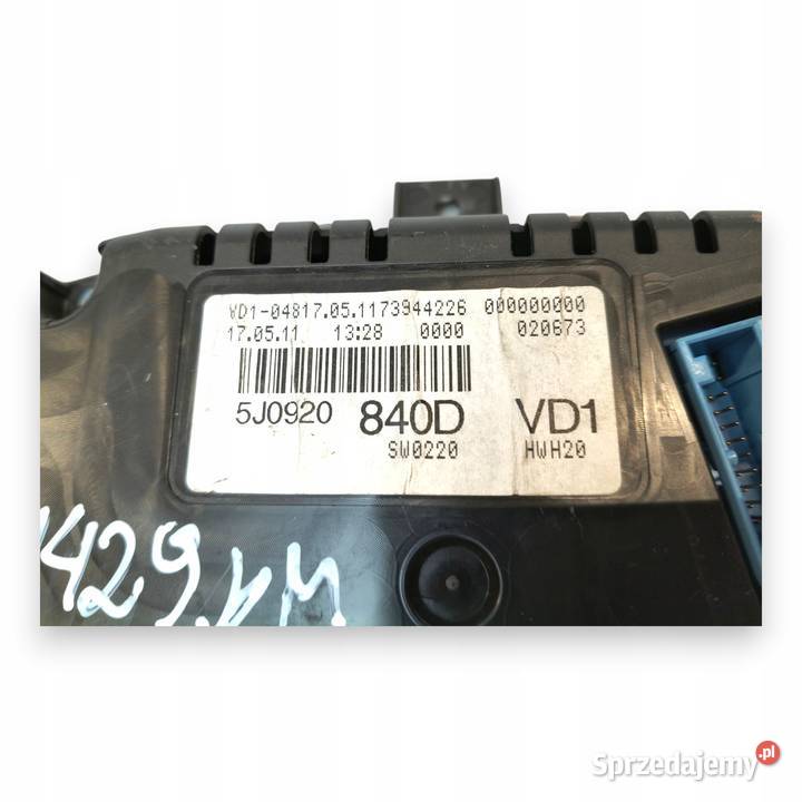 LICZNIK ZEGARY 5J0920841D Skoda Roomster 16 TDI Chełm sprzedam