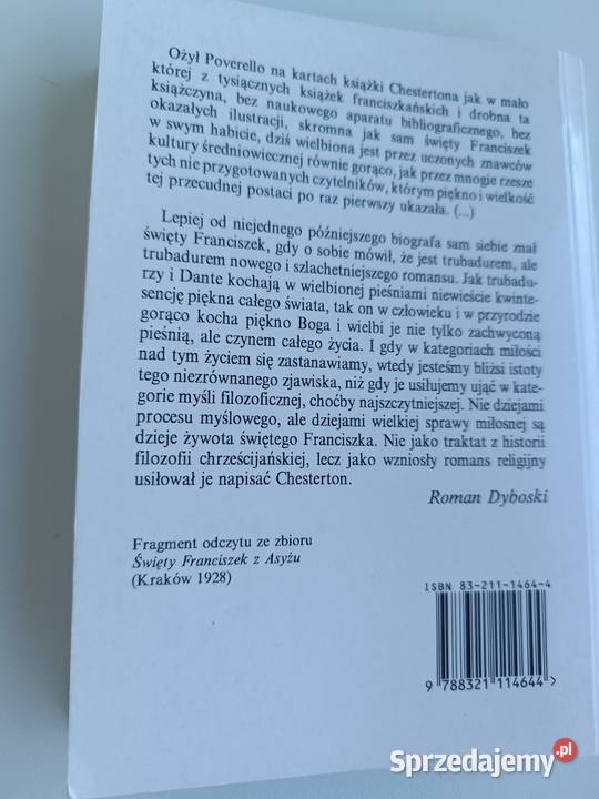 Święty Franciszek z Asyżu GK Chesterton PAX Pozostałe Bydgoszcz