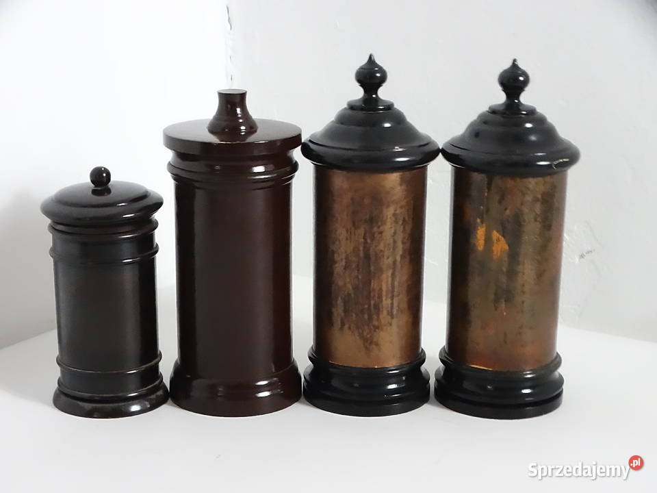 Unikatowe Puzdra Apteczne Drewno Toczone XIX w Biłgoraj