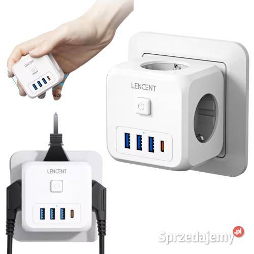 Wtyczka Ścienna LENCENT 7w1 3 Gniazda AC 3 USB Pozostałe Rzeszów