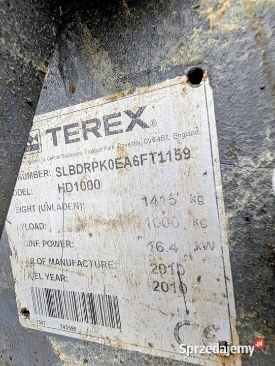 Wozidło budowlane Terex TEREX HD1000 2010 Rok produkcji 2010 podkarpackie Ropczyce
