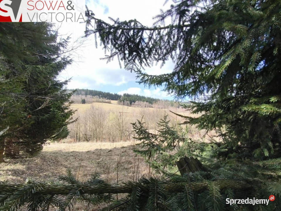 Widok na zachód słońca prąd dostępny na działce Walim