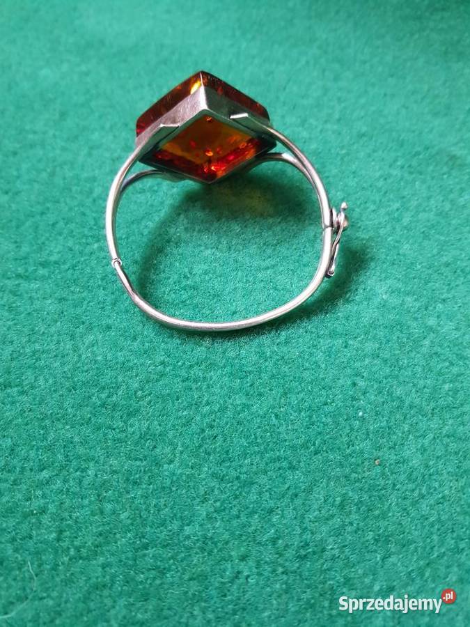 Srebrna bransoleta z naturalnym bursztynem srebro Gdynia