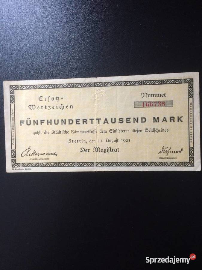 316 Banknot zastępczy Stettin Antykwariat