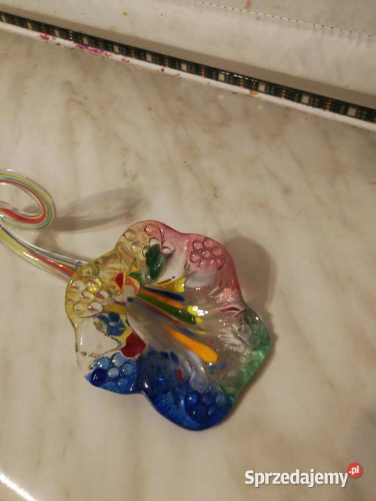 Szklany kolorowy kwiat leżący dekoracja Choszczno