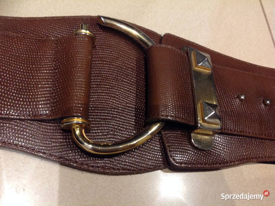 Szeroki Pasek Damski na Gumie LXL XL brązowy/beżowy lubuskie Nowa Sól