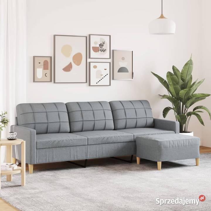 3osobowa sofa z podnóżkiem jasnoszary 210 mazowieckie sprzedam
