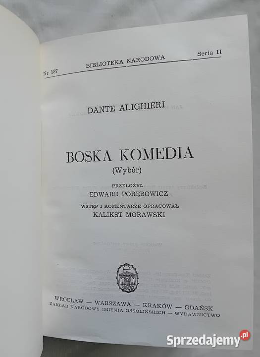 Dante Alighieri Boska komedia Biblioteka Antykwariat Koźminek