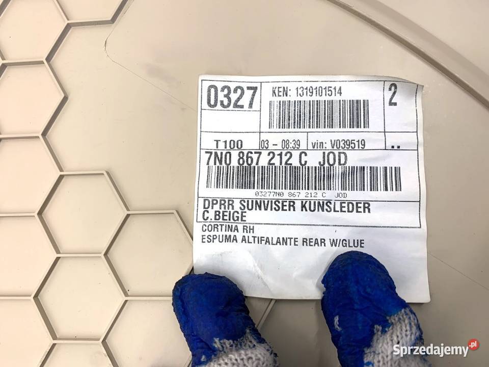 BOCZEK DRZWI PRAWY TYŁ ROLETA VW SHARAN