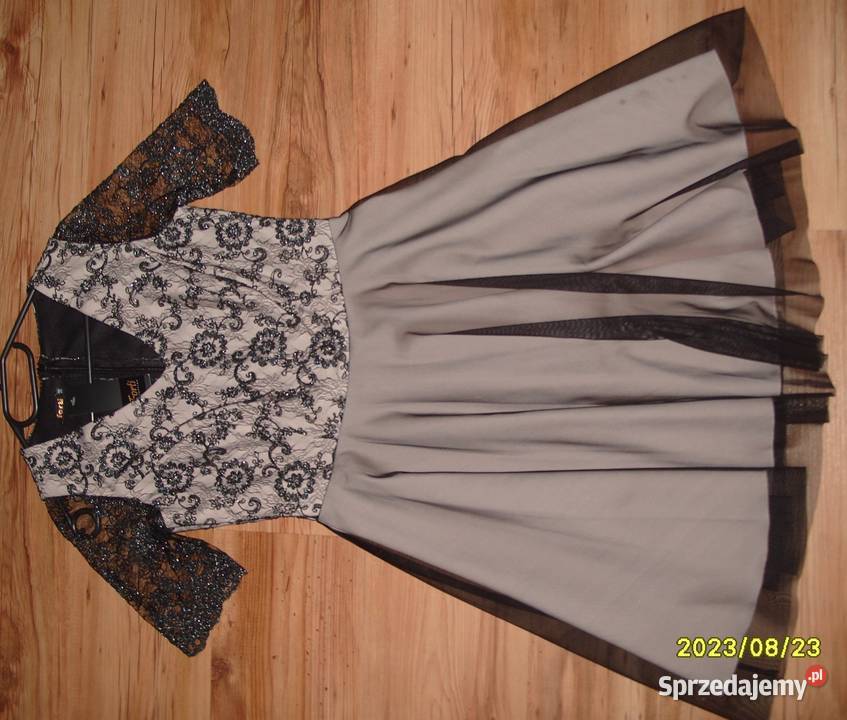 FORTINOWA koktajlowa sukienka koronka haft r38 Rawicz