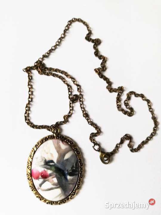 Vintage wisiorek na łańcuszku ręcznie robione