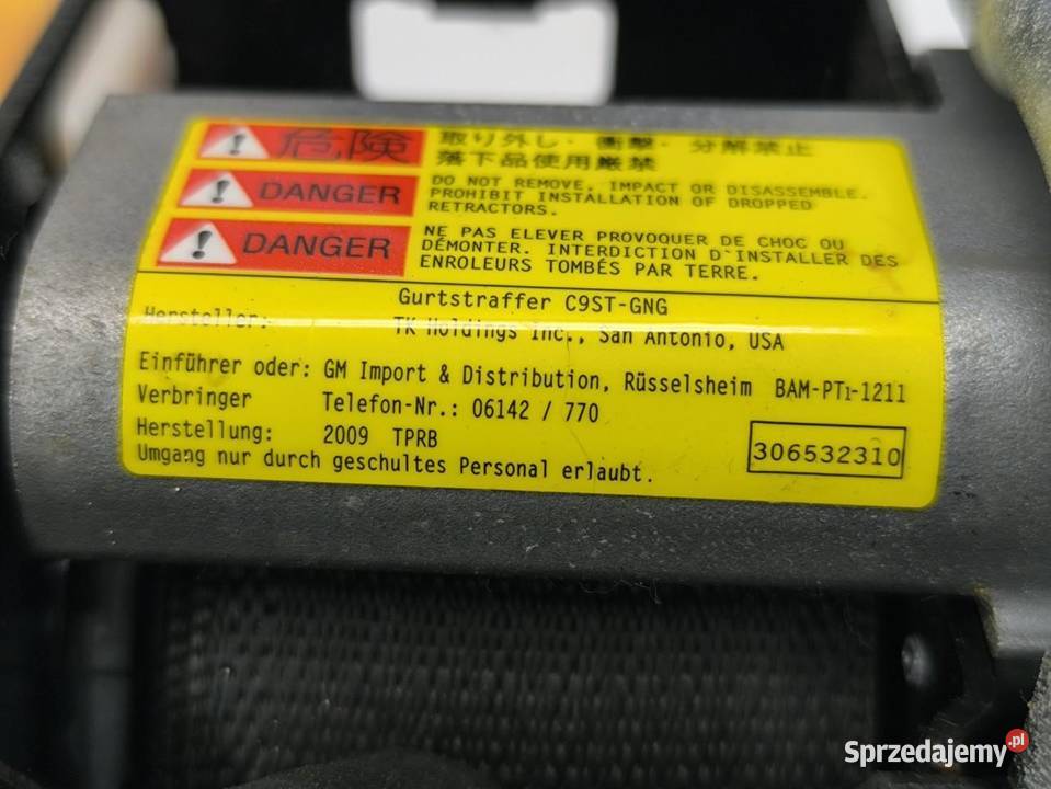 PAS BEZPIECZEŃSTWA PRZÓD LEWY OPEL INSIGNIA A osobowe