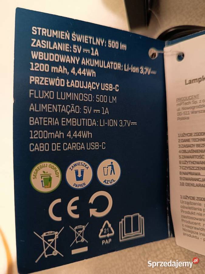 LATARKA LAMPA AKUMULATOROWA LED NITEO opolskie