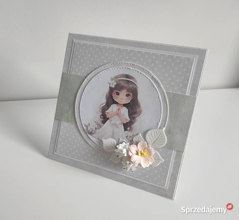 Kartka ręcznie robiona Komunia Święta handmade Łódź