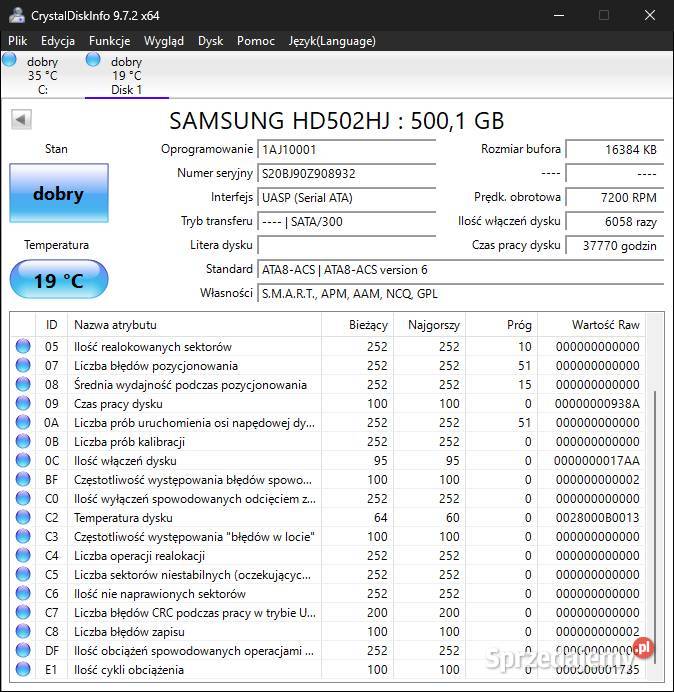 Dysk HDD 500GB Samsung HD502HJ łódzkie Łódź