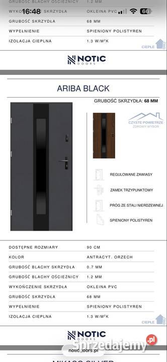 drzwi wejściowe metalowe zewnętrzne Notic Ariba
