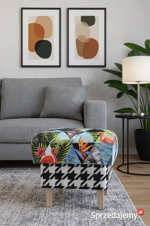 Kolorowy Podnóżek Patchwork Pufa Boho 41cm Kazimierz Biskupi