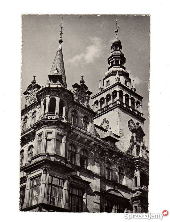 KŁODZKO FRAGMENT RATUSZA POCZTÓWKA CZARNO BIAŁA Krynki