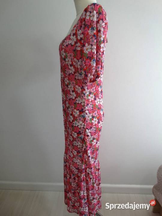 Sukienka Długa Drobne Kwiaty Marszczona podlaskie Łomża