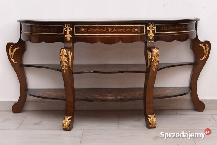 Piętrowa Drewniana Konsola Przyścienna Stolik Kraków