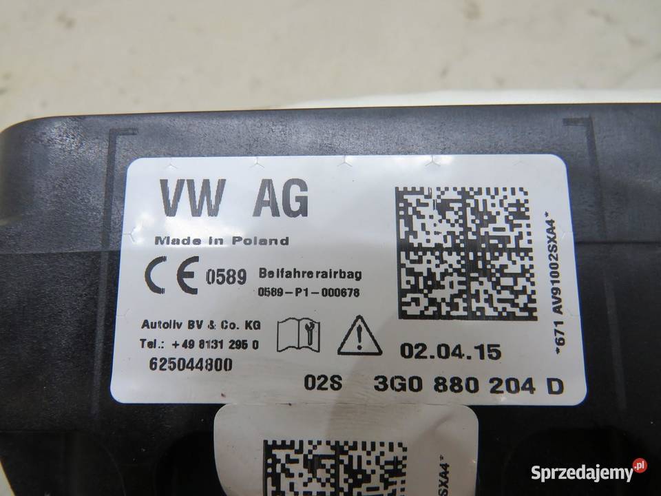 PODUSZKA PASAŻERA AIRBAG PASSAT B8 3G0880204D Poduszki powietrzne lubelskie