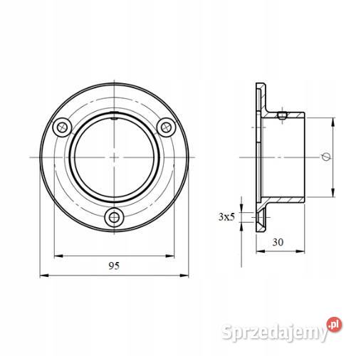 KOŁNIERZ PRZYŚCIENNY Z MASKOWNICĄ PORĘCZY 424MM Gdów