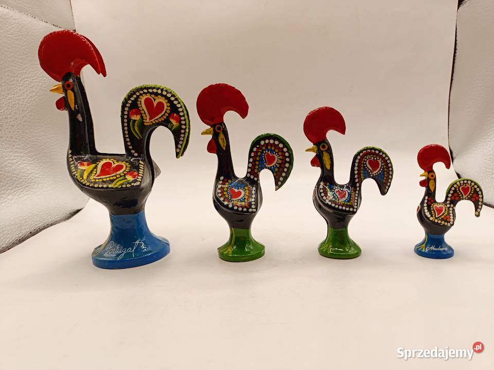 Zestaw czterech metalowych kogutów ptaków Zamość