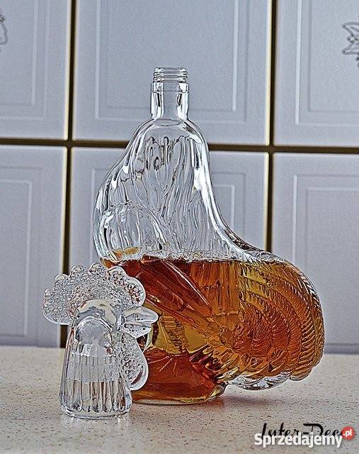 Nowa PIĘKNA KARAFKA Kogut Butelka szklana 750 ml