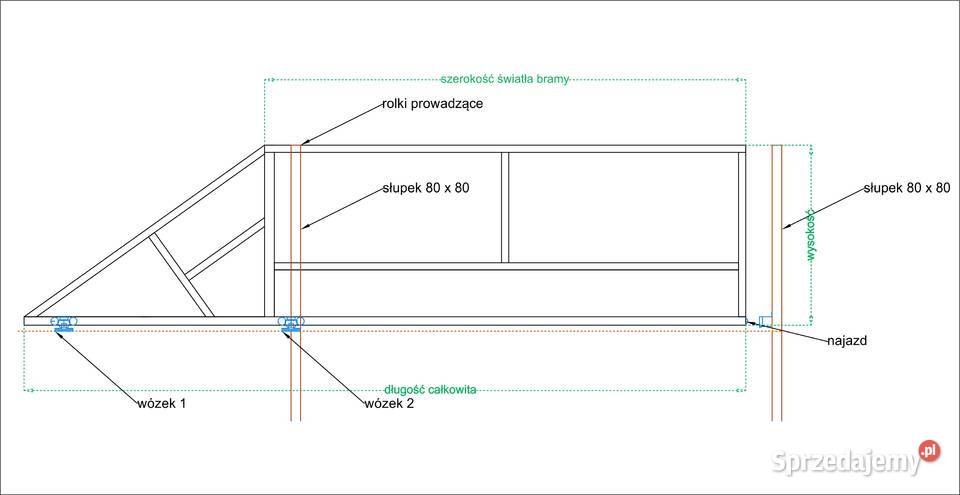 Brama przesuwna samonośna konstrukcja szkielet sprzedam