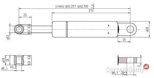 Sprężyna gazowa L700 mm 650N Stabilus CA048941 Kamionna