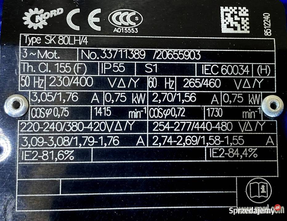motoreduktor przekładnia 075kW 71obr 3fazowy kujawsko-pomorskie