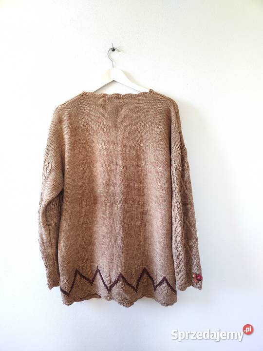 Piękny sweter beżowy Vintage Kwiaty Debenhams Jasło sprzedam