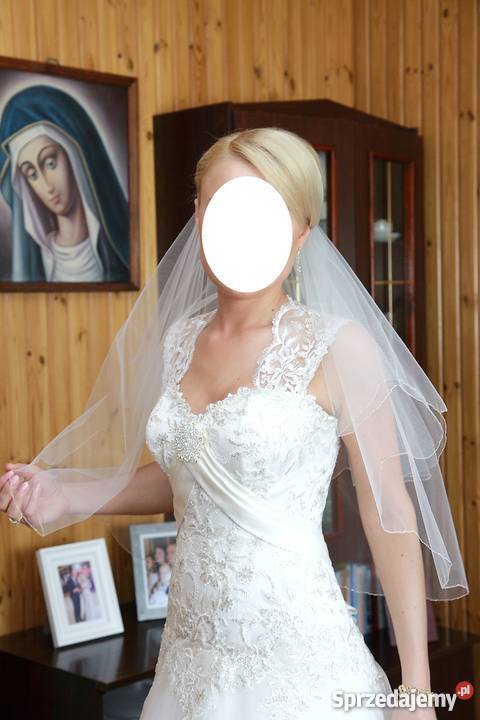 suknia ślubna ecri z welonem i halką Olsztyn sprzedam