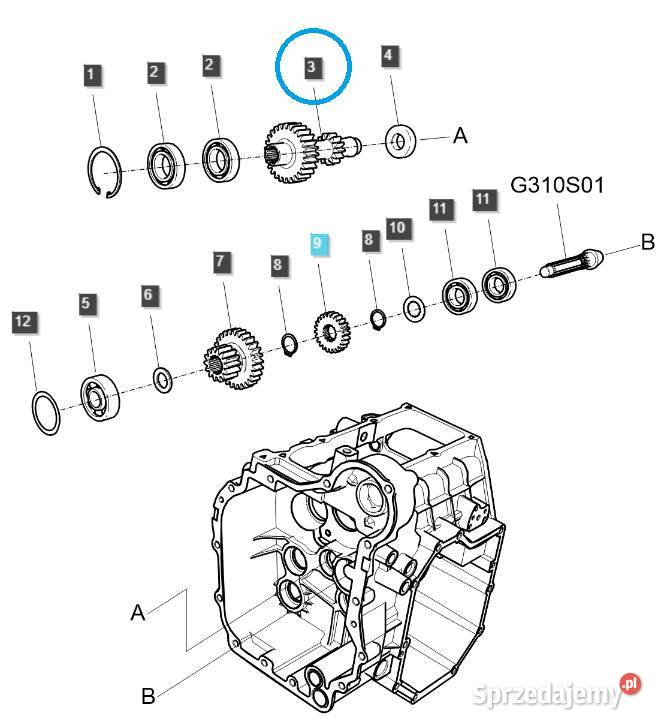 Zębatka biegu zakresu DRV HL TRG285 LS Tractor Tajęcina