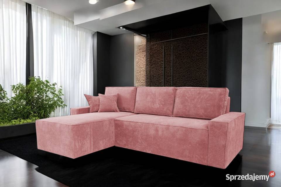 Narożnik Nevada Sztruksowy Różowy Funkcja Spania Tarchały Małe sprzedam