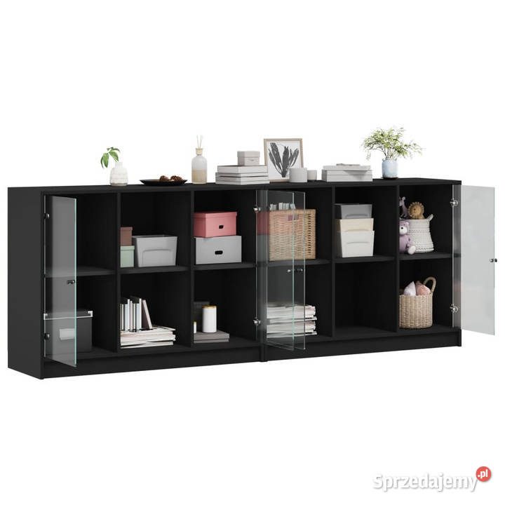 Biblioteczka z drzwiczkami czarna 204x37x75 Warszawa sprzedam