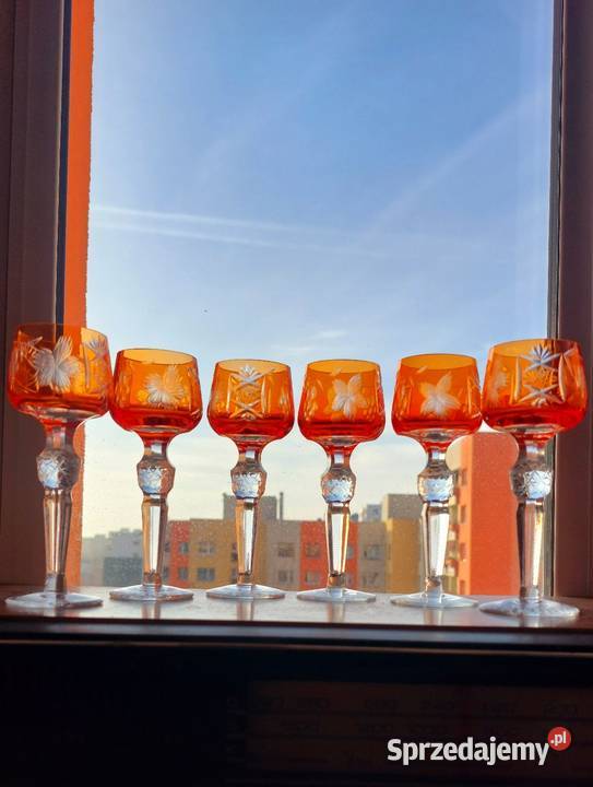 Piękne kieliszki kryształowe PRL Wrocław