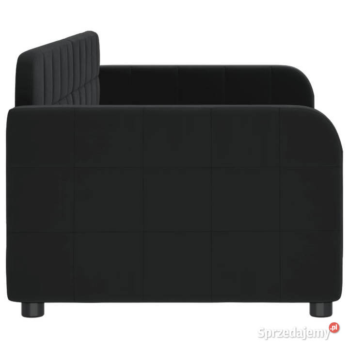 Sofa z funkcją spania czarna obita aksamitem