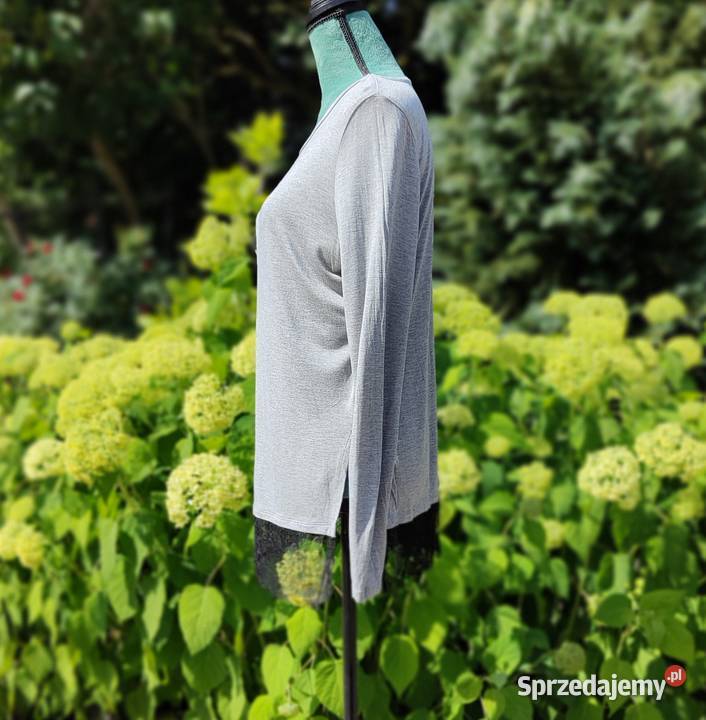 Szary longsleeve Reserved L koronkowa wstawka Szczecin