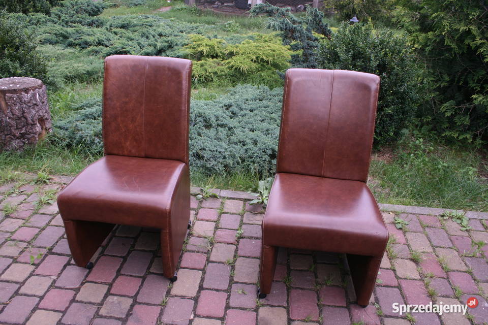 Foteliki krzesła skórzane kpl.dwie sztuki.