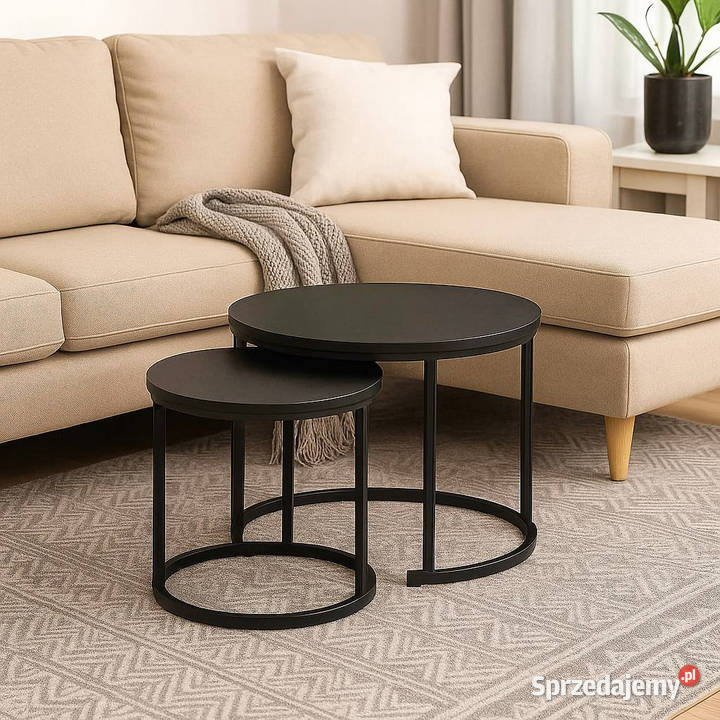 Nowoczesne stoliki kawowe okrągłe zestaw 2w1 Poznań