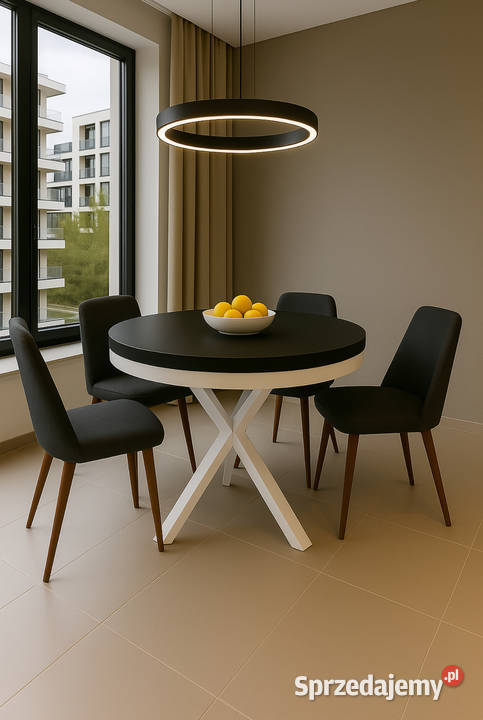 Stół rozkładany Nero z obręczą białe nogi różne wielkopolskie Tarchały Małe sprzedam