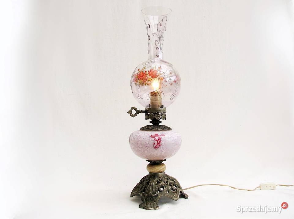 Lampa Ceramiczna Antyk lampka Porcelana i szkło Szczecinek
