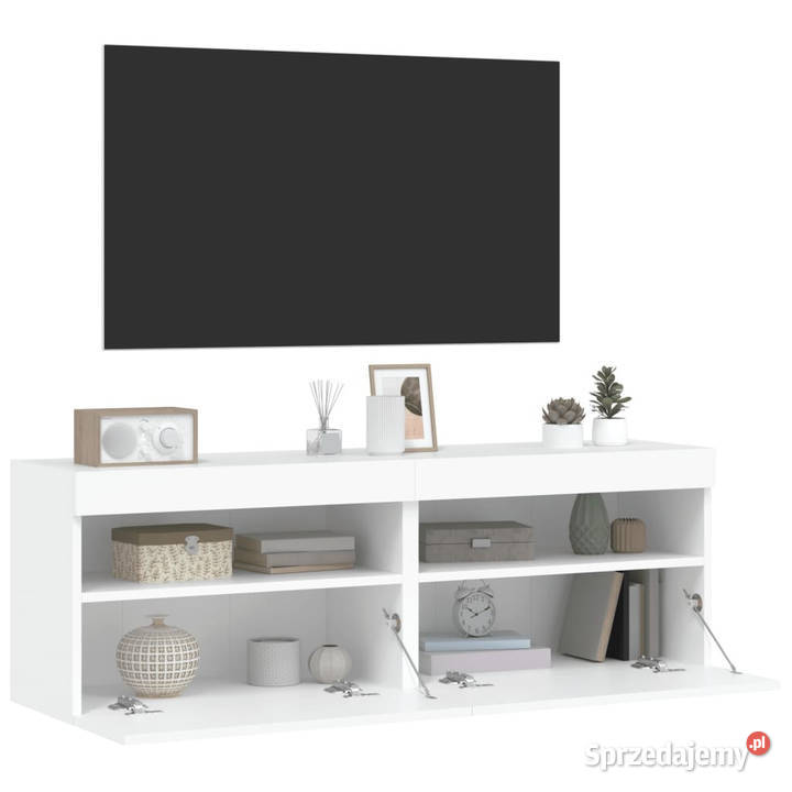 Ścienne szafki TV z LED 2 białe 60x30x40 RTV