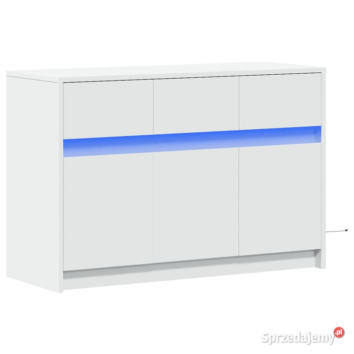 Szafka TV z LED biała 91x34x61 materiał Warszawa