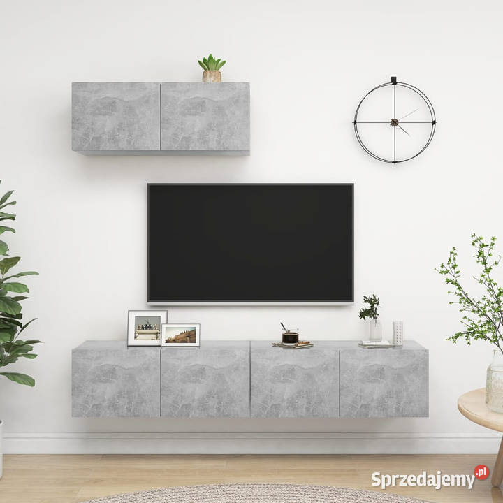 Szafki TV 3 szarość betonu materiał Warszawa