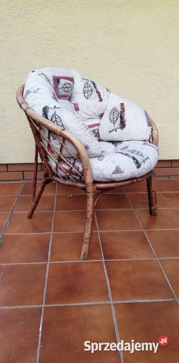 Fotel rattanowy ogrodowy z poduchą krzesło Sulbiny